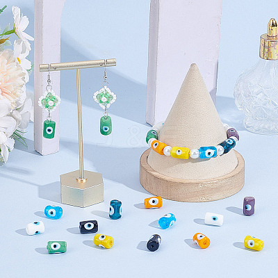 32Pcs 8 Colors Handmade Evil Eye Lampwork Beads LAMP-NB0002-13-1