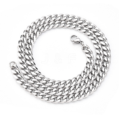 Non-Tarnish Men's 201 Stainless Steel Cuban Chain Necklace NJEW-R257-001D-P-1