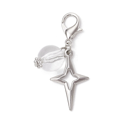 Clear Acrylic & Alloy Star & Moon & Planet Pendant Decorations HJEW-JM03051-1