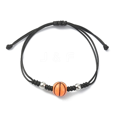 Acrylic Sports Ball Braided Bead Bracelets BJEW-TA00331-1