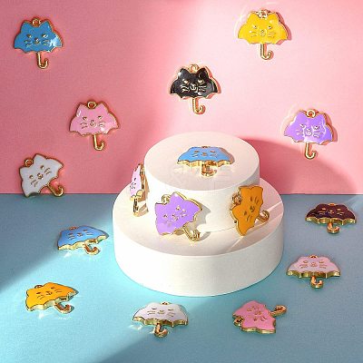 30Pcs 6 Colors Alloy Enamel Pendants ENAM-CJ0002-65-1