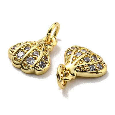 Rack Plating Brass Cubic Zirconia Charms KK-D026-25G-1