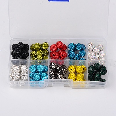 Round Polymer Clay Rhinestone Beads RB-X0010-1