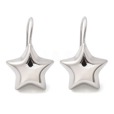 Star Brass Dangle Earrings EJEW-B132-05P-1