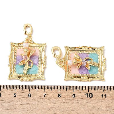 Brass Random Color Glass Pendants KK-Q030-05A-G-1