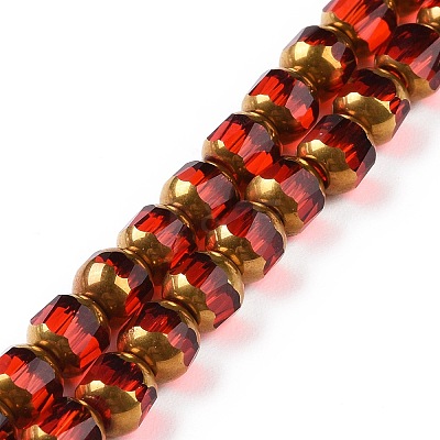 Electroplated Transparent Glass Beads Strands GLAA-P003-C01-1