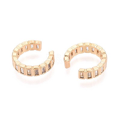 Brass Micro Pave Clear Cubic Zirconia Cuff Earrings EJEW-T047-58G-1