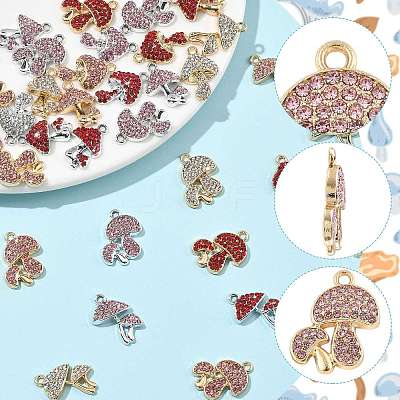 24Pcs 6 Colors Rack Plating Alloy Rhinestone Pendants FIND-FS0004-99-1