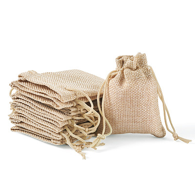 20Pcs Rectangle Polyester Imitation Burlap Packing Pouches Drawstring Bags ABAG-TA0001-96A-1