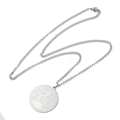 Non-Tarnish 304 Stainlessa Steel Curb Chain Pendant Necklaces LS-NJEW-H034-04P-1