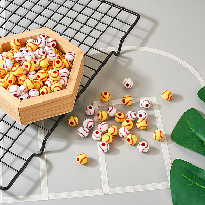 200Pcs 2 Colors Opaque Acrylic Round Beads SACR-BY0001-02-1