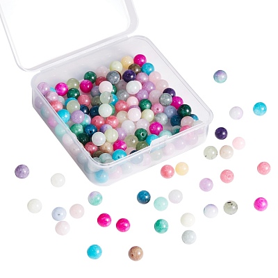 150Pcs 15 Style Dyed Natural White Jade Round Beads G-SZ0001-08-1