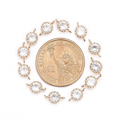 Flower Brass Micro Pave Cubic Zirconia Links Connectors X-ZIRC-L054-09KCG-NR-1