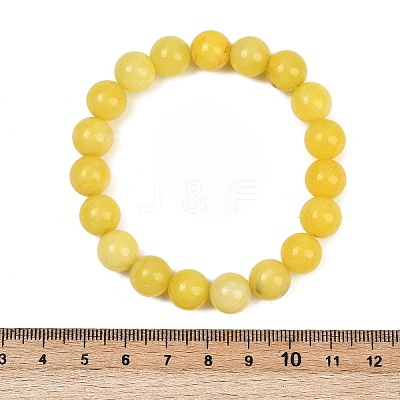 Natural Yellow Jade Bead Stretch Bracelets BJEW-K212-C-038-1