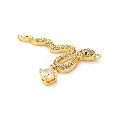 Brass Micro Pave Clear Cubic Zirconia Connector Charms KK-C108-02A-G-1