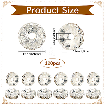 120Pcs Brass Rhinestone Spacer Beads RB-PA0001-03S-01-1