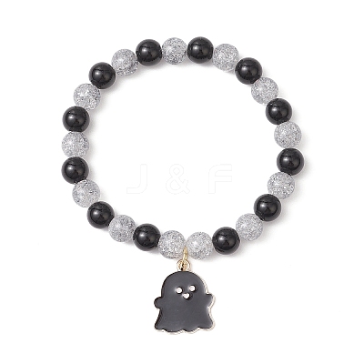 2Pcs Halloween Alloy Enamel Charm Bracelets BJEW-JB12106-1