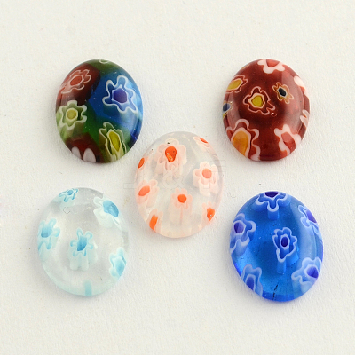 Oval Handmade Millefiori Glass Cabochons LK-R005-18-1