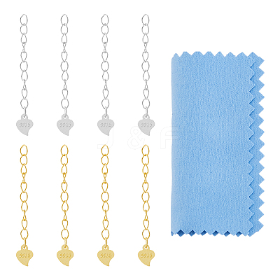 8Pcs 2 Color 925 Sterling Silver Extender Chains STER-FI0001-03-1