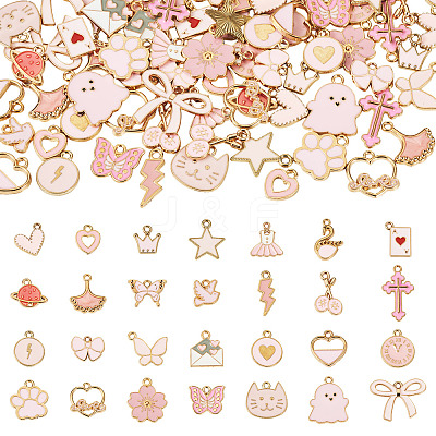 112Pcs 28 Styles Alloy Enamel Pendants ENAM-TA0009-08-1