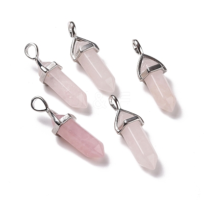 Natural Rose Quartz Pointed Pendants X-G-K329-52P-1