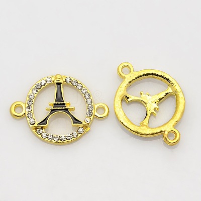 Golden Tone Alloy Enamel Rhinestone Multi-stone Links connectors ENAM-J474-04G-1