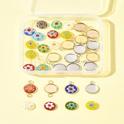 16Pcs 4 Styles Stainless Steel Pendant Cabochon Settings STAS-FS0001-79-1