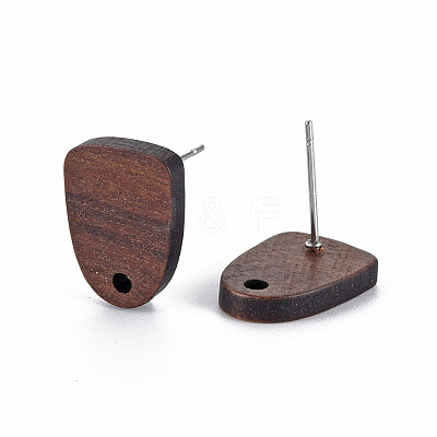 Walnut Wood Stud Earring Findings WOOD-S054-46-1