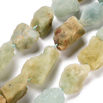 Raw Rough Natural Aquamarine Beads Strands G-K383-B01-01-1