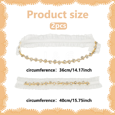 2Pcs Flower Pattern Polyester Lace Elastic Bridal Garters AJEW-WH0007-28-1