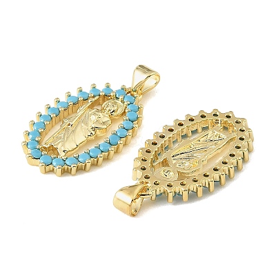 Brass Micro Pave Sky Blue Cubic Zirconia Pendants CU-CBA6938-11G-01-1