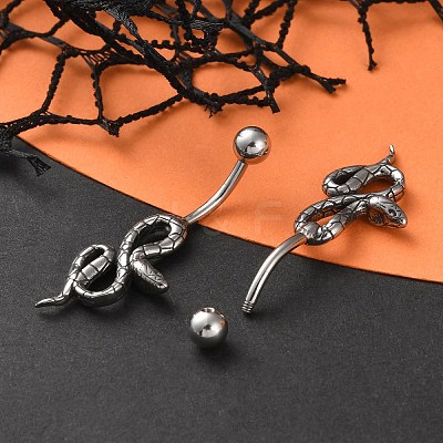Snake 316 Surgical Stainless Steel Belly Button Rings EJEW-G416-18C-AS-1