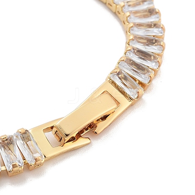 Brass Pave Clear Cubic Zirconia Rectangle Link Bracelets BJEW-YWC0002-11B-G-1