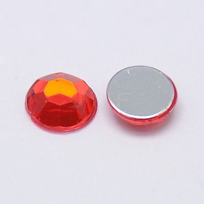 Faceted Half Round/Dome Acrylic Rhinestone Flat Back Cabochons GACR-YPO12MM-M-1