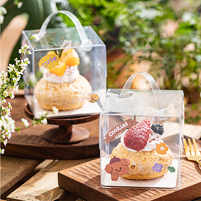 Foldable Transparent Plastic Single Cake Gift Packing Box CON-WH0084-42A-1
