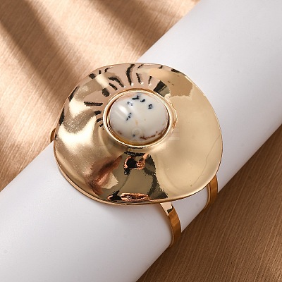 Alloy & Iron Cuff Bangles for Women BJEW-F501-02KCG-1