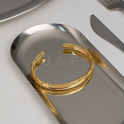 7.6MM 304 Stainless Steel Vintage Crinkled Thin Ppen Cuff Bangles for Women DW7125-1