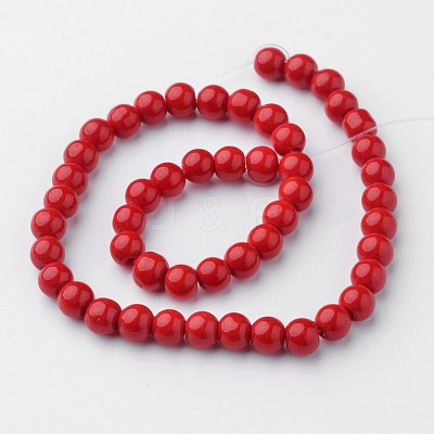 Opaque Solid Color Glass Beads Strands GLAA-D080-6mm-20-1