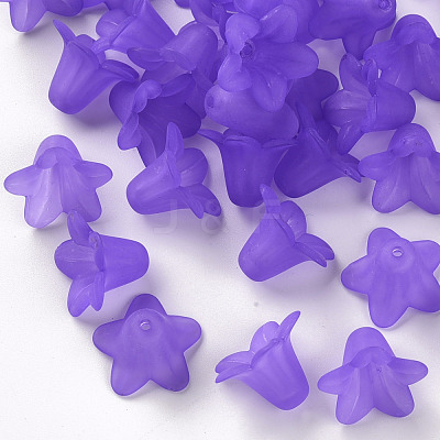 Purple Frosted Transparent Acrylic Flower Beads X-PLF018-15-1