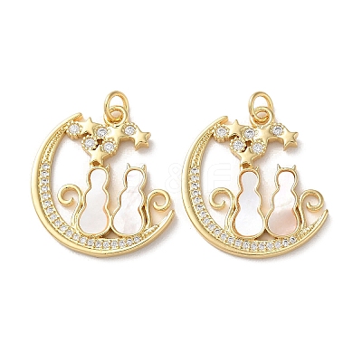 Brass Micro Pave Clear Cubic Zirconia Pendants KK-B083-34D-G-1