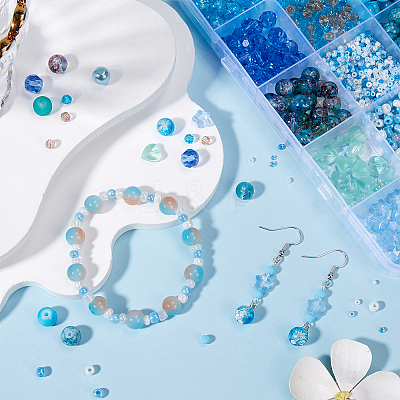 DIY Round Acrylic & Glass Beads Jewelry Making Findings Kits DIY-SP0003-01D-1
