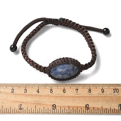 Adjustable Oval Natural Gemstone Braided Bead Bracelets BJEW-H626-02-1