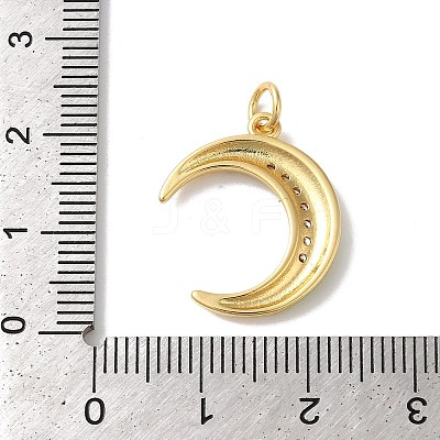 Moon Rack Plating Brass Micro Pave Cubic Zirconia Enamel Pendants KK-G504-06G-03-1
