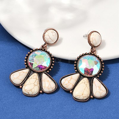 Alloy Synthetic Turquoise Dangle Stud Earrings LS-EJEW-U053-04A-R-1