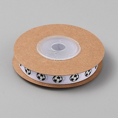 10 Yards Football Theme Polyester Printed Grosgrain Ribbon OCOR-WH0036-42A-1