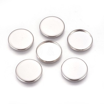 Non-Tarnish 304 Stainless Steel Plain Edge Bezel Cups X-STAS-E460-10P-18mm-1