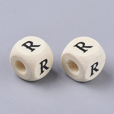 Printed Natural Wood Beads X-WOOD-T026-001R-1