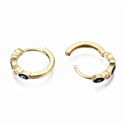 Brass Micro Pave Cubic Zirconia Huggie Hoop Earrings X-EJEW-T014-09G-01-NF-1