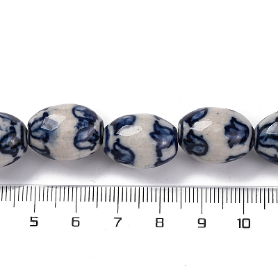 Handmade Blue and White Porcelain Beads PORC-I027-16B-1