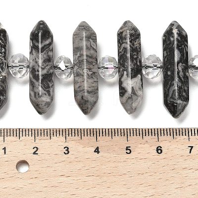 Natural Map Stone Double Terminated Point Beads Strands G-H069-B09-01-1